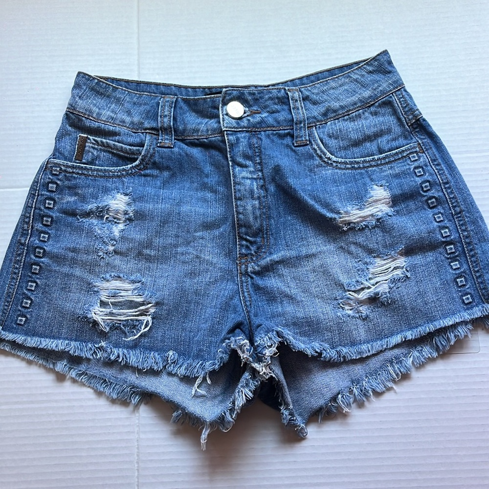 COLCCI Hard Women’s Distressed‎ Denim Blue Shorts SIZE 38 EU made in Italy